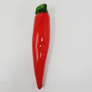 24. Handblown Red Pepper With Green Stem Glass Kitchen Home Decor